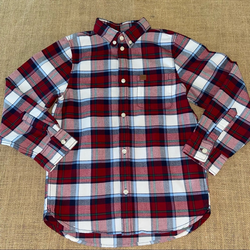 LOGG flannel plaid button down shirt size 7/8 red